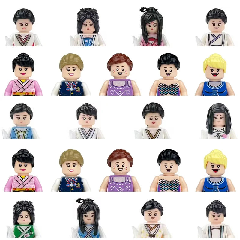 City character building block figure set, little block people, block accessories, engineer, doctor, firefighter, kids' toy