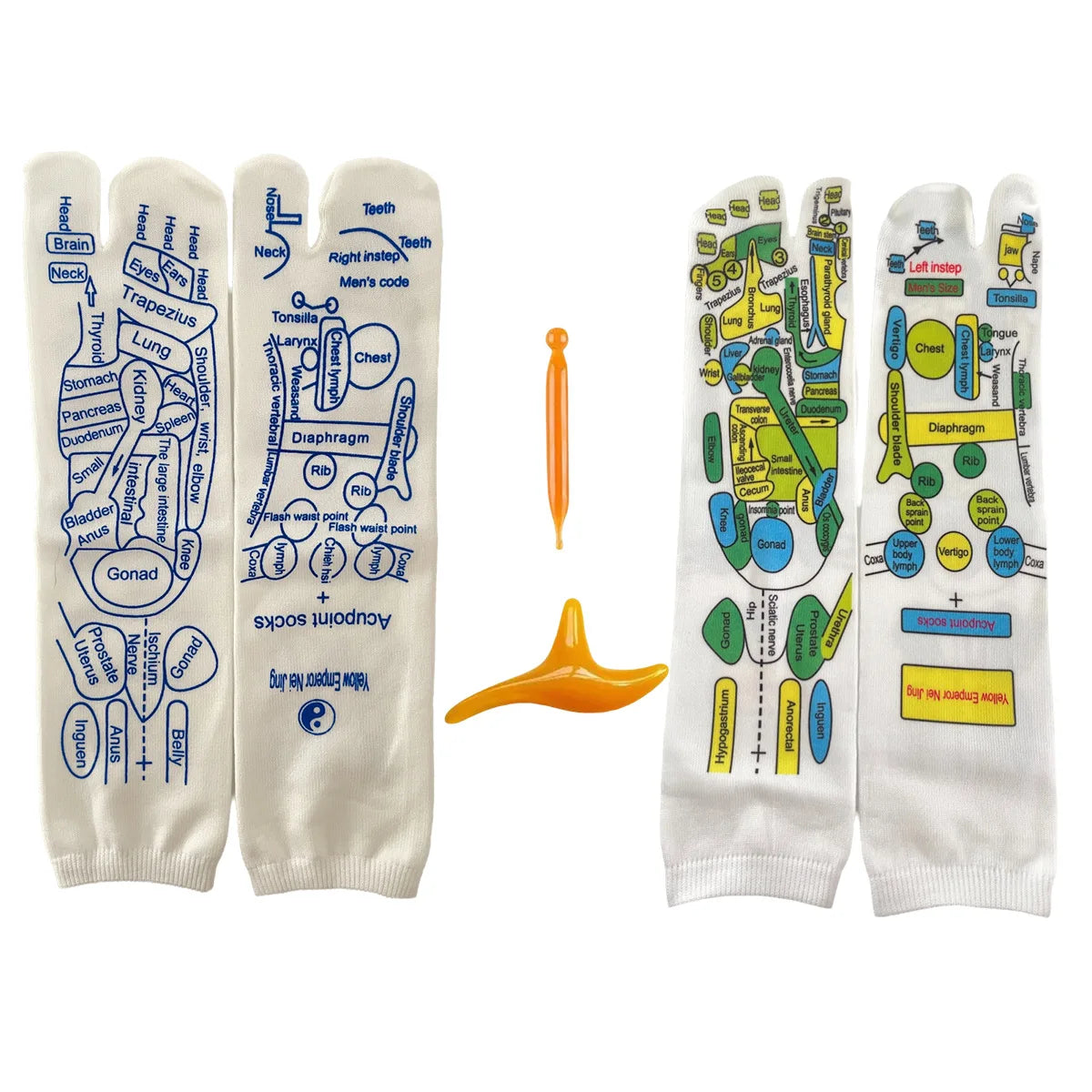 2 Types Reflexology Socks Set Tool Acupressure Acupuncture Trigger Point Foot Pain Relief Remedy Acupoint Massage Foot Care Tool