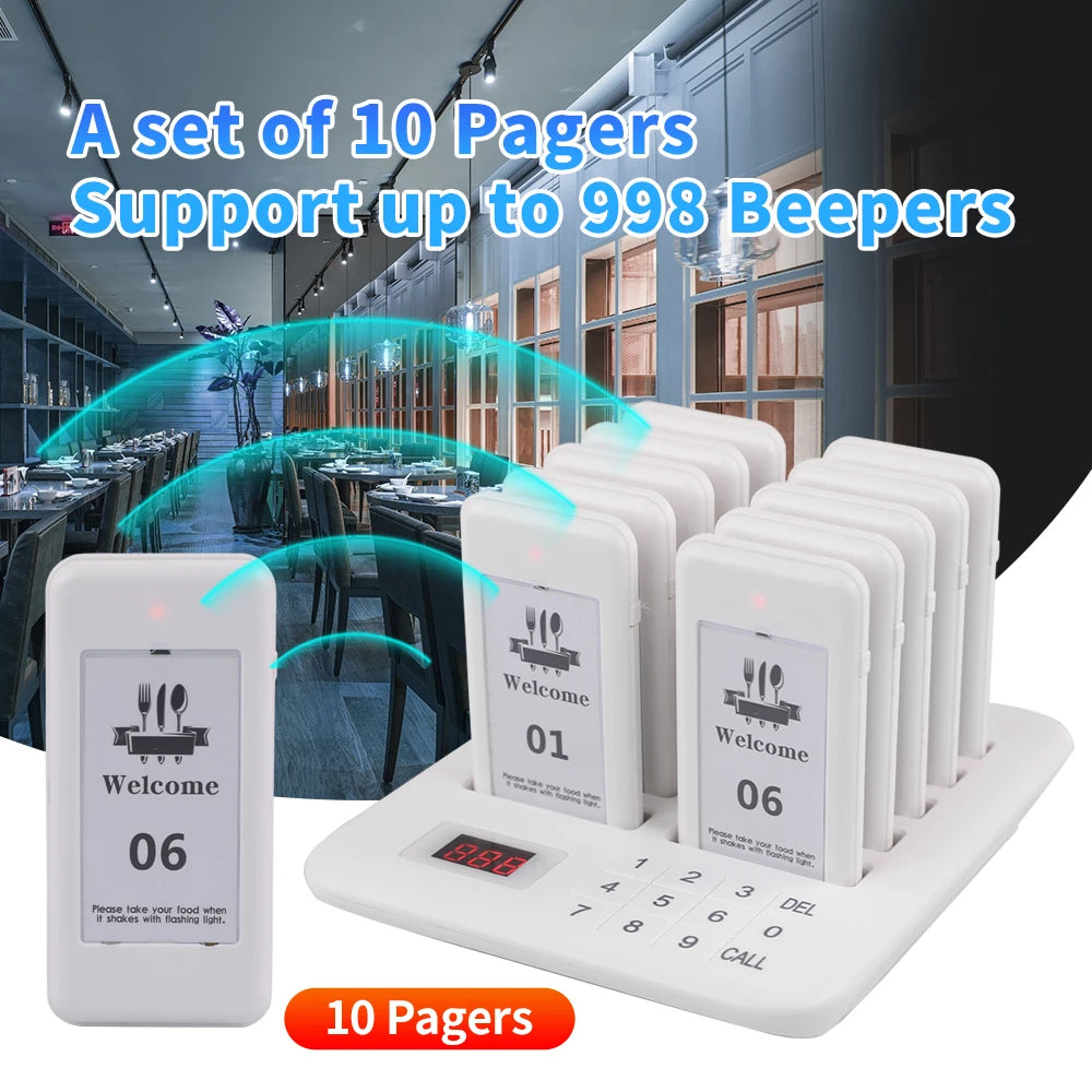 Wireless Restaurant Pager System Guest Customer Waiter Queue Calling Paging Beeper Pager Buzzer For Food Court Cafe  Beach Bar
