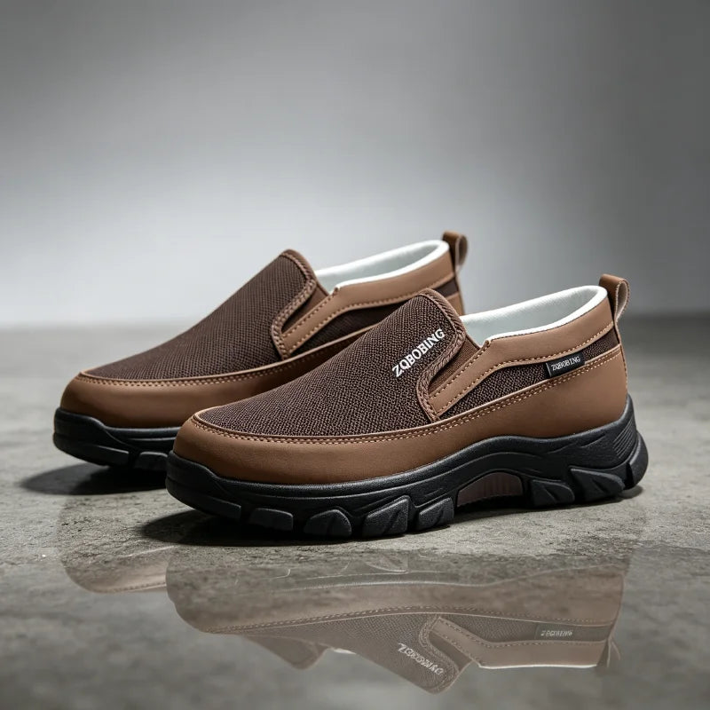 2026 New Men's Loafers Spring Large Size 39-48 Round-Toe Men's Moccasins Slip-On Mature Men's Shoes Simple Lightweight Casual Shoes