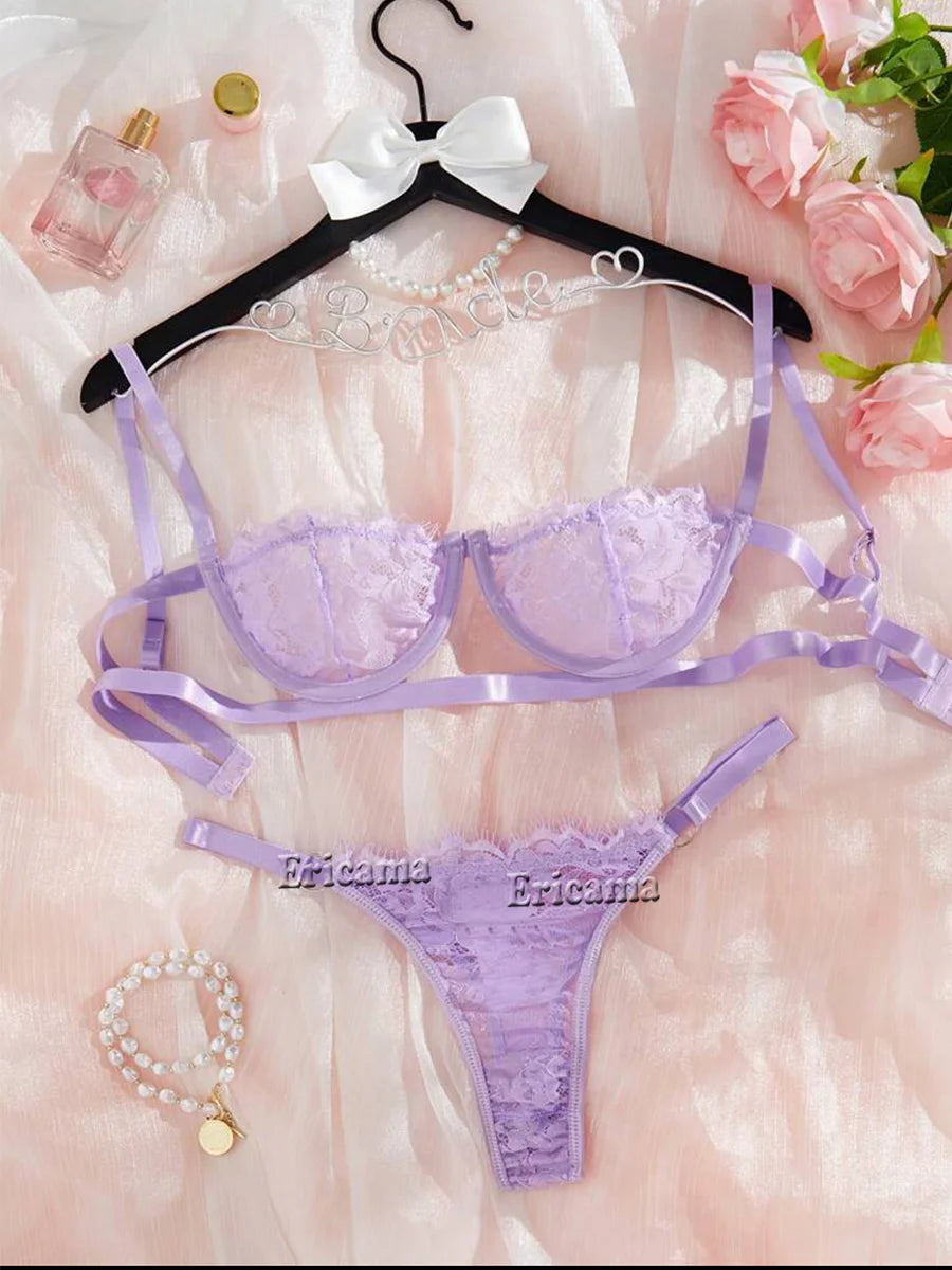 Red Floral Lace Garter Lingerie Set With Choker Women Intimates 2022 Underwire Bra And Thongs Ladies Underwear Set