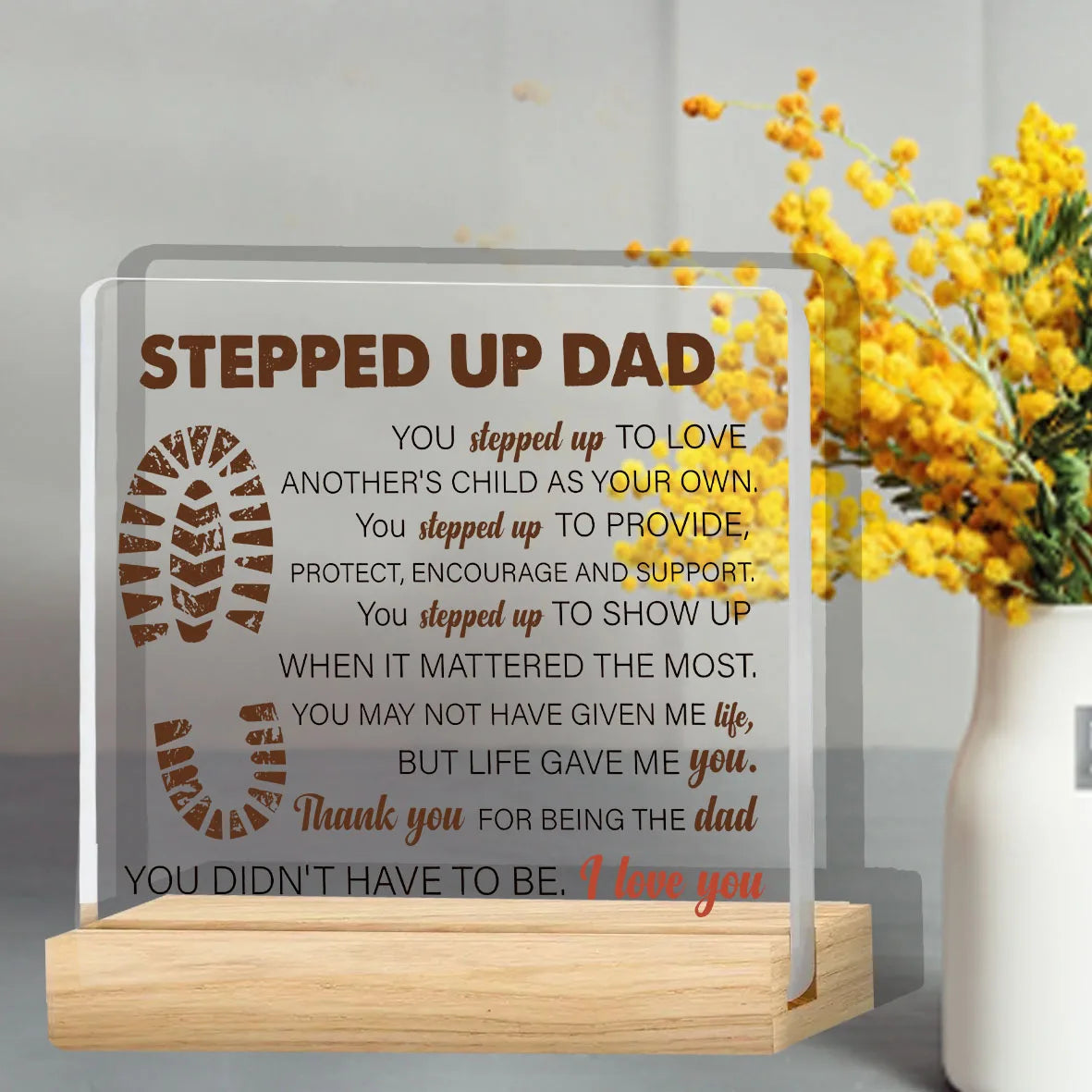 Stepdad Gifts From Stepdaughter Stepson, Stepfather Gifts for Birthday Christmas Father's Day, Stepped up Dad Clear Acrylic Desk