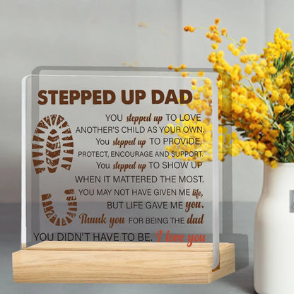 Stepdad Gifts From Stepdaughter Stepson, Stepfather Gifts for Birthday Christmas Father's Day, Stepped up Dad Clear Acrylic Desk