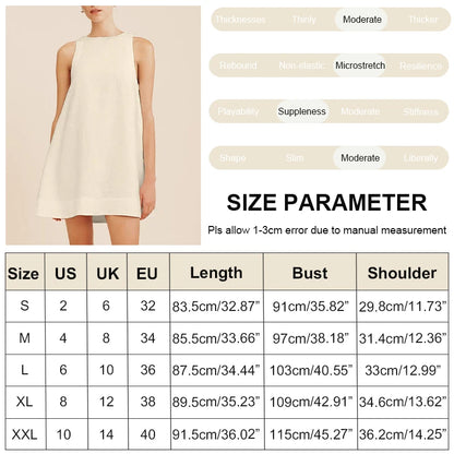Classic Solid Color Cotton-Linen Women's Dress New Arrival Simple Sleeveless Tank Dress Casual Round-Neck Summer Dresses