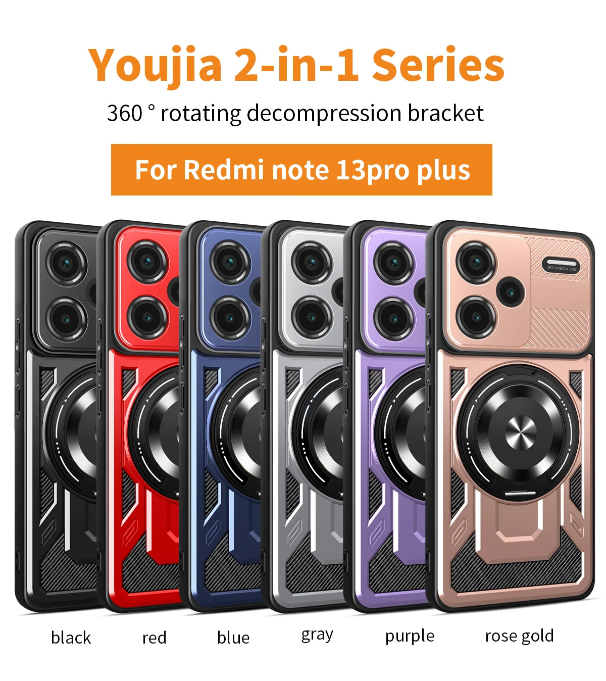 For Redmi Note 13 Pro Plus Case Armor Shockproof Phone Cover for Xiaomi Redmy Note13 Pro + Plus 5G Car Magnetic Holder Funda