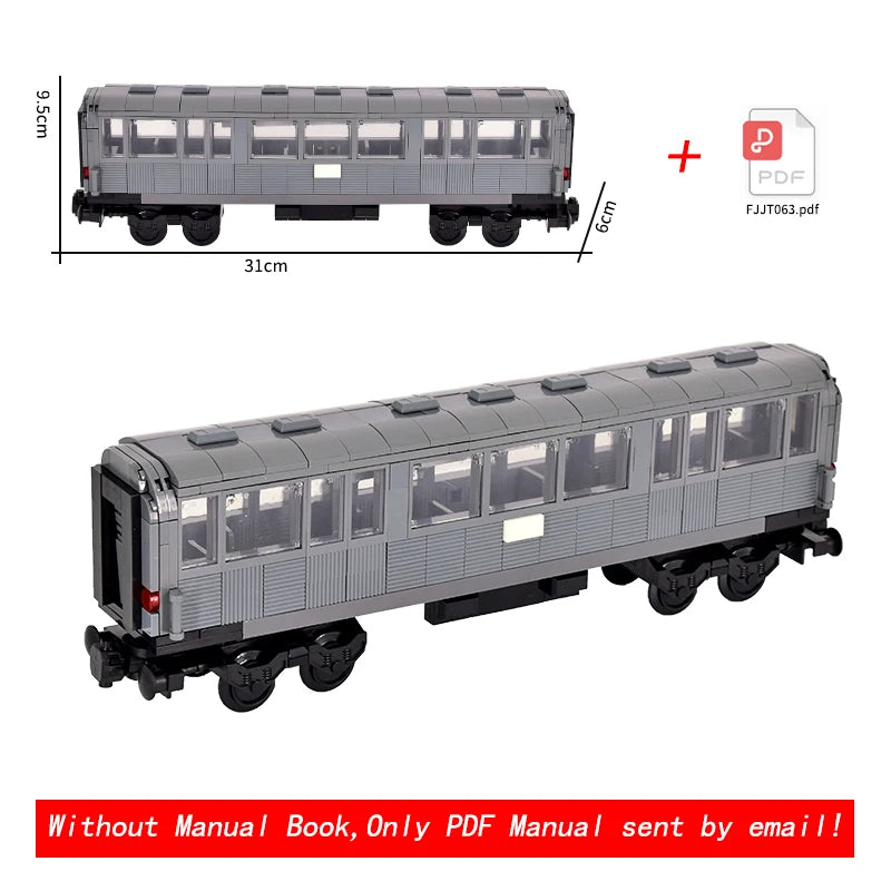 Vintage Dual Cab Train MOC Blocks, Detailed Retro Railway Locomotive, Educational DIY Toy for Train Fans, No Paper Manual
