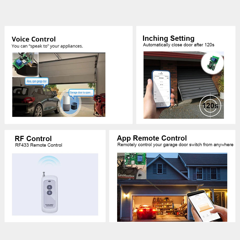 1 Channel Zigbee/WIFI Tuya Smart Relay 12V 24V 110V 220V Dry Contact NO/NC/COM Module Remote Switch for Light/Motor,Alexa Work