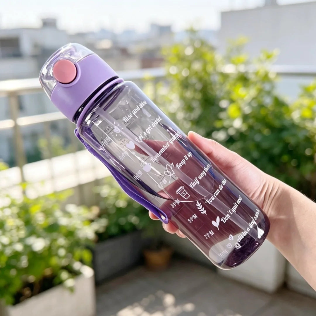 Transparent Motivational Scale Water Bottle, Clear Stylish Cup for Juice Coffee Drinking Water, Leakproof Durable Reusable