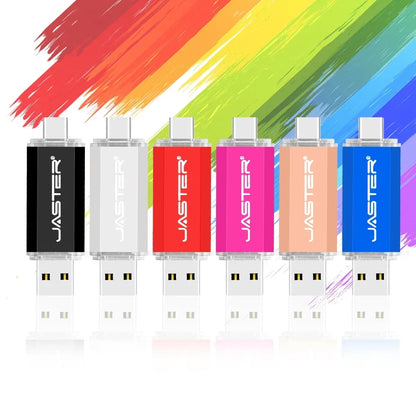 TYPE-C USB Flash Drive 128GB OTG Pen Drive 64GB Creative Business Gifts Memory Stick 32GB Golden Pink Pendrive Blue Red U Disk