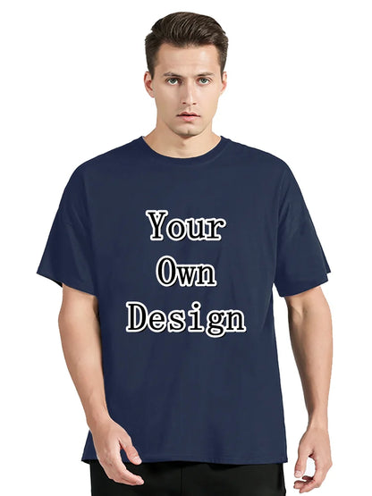 Men's Custom T-shirt With Your Own Logo Text And Photo Printed On The Front And Back Tshirt Costume Graphic Tee Tops