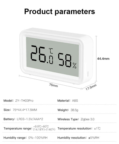 Tuya Zigbee Temperature and Humidity Sensor Thermometer Hygrometer for Smart Home APP Remote Control Support SmartLife