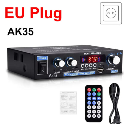 AK55/AK45/AK35 Bluetooth Digital Amplifiers 2 Channel HiFi Stereo Sound Amplifier for Home Car Karaoke FM USB AMP Remote Control