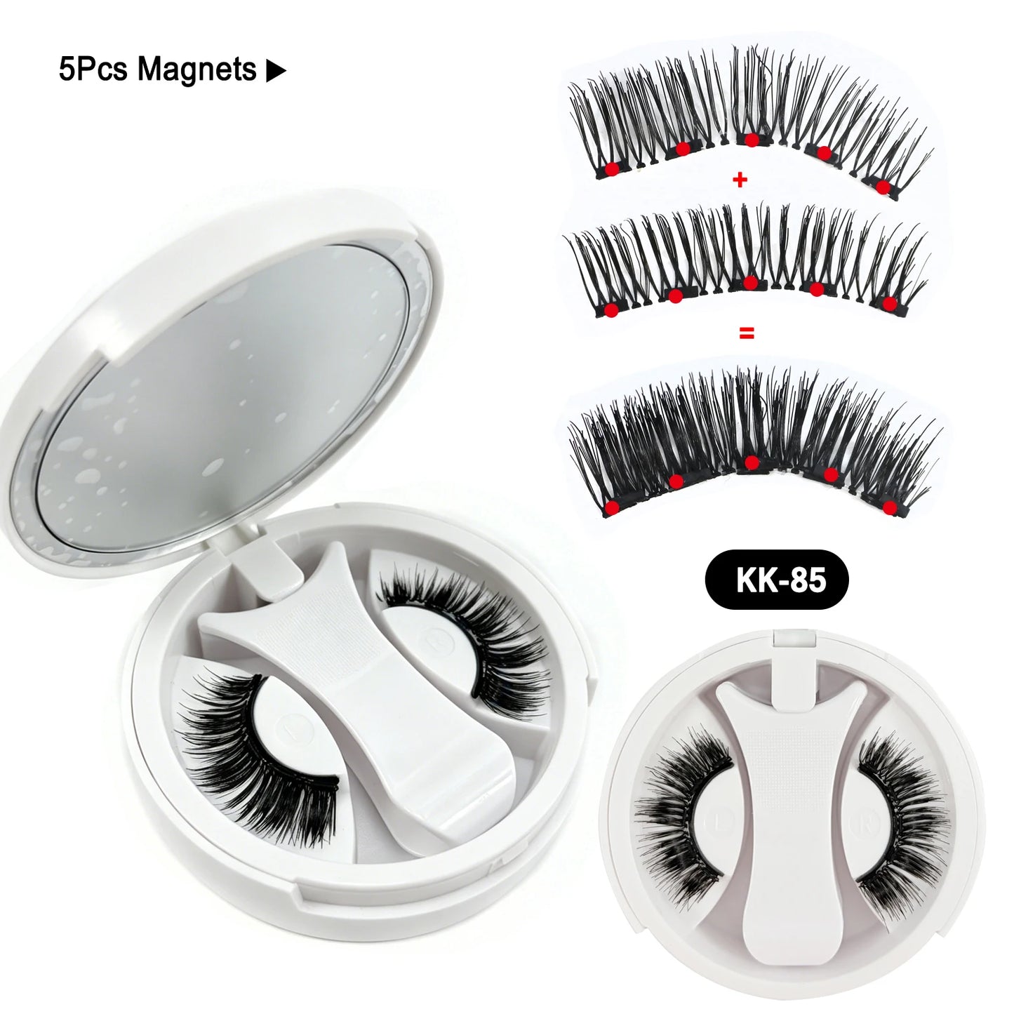 5 Magnets Glue Free Magnetic Lashes 3D Fluffy Faux Mink False Eyelashes With Mirror Case & Applicator
