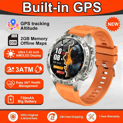 Smart Watch Men GPS Track 30 meters Swim Waterproof  Sports Fitness GPS Precise Positioning Offline Map 2GB Memory Smart Watchs