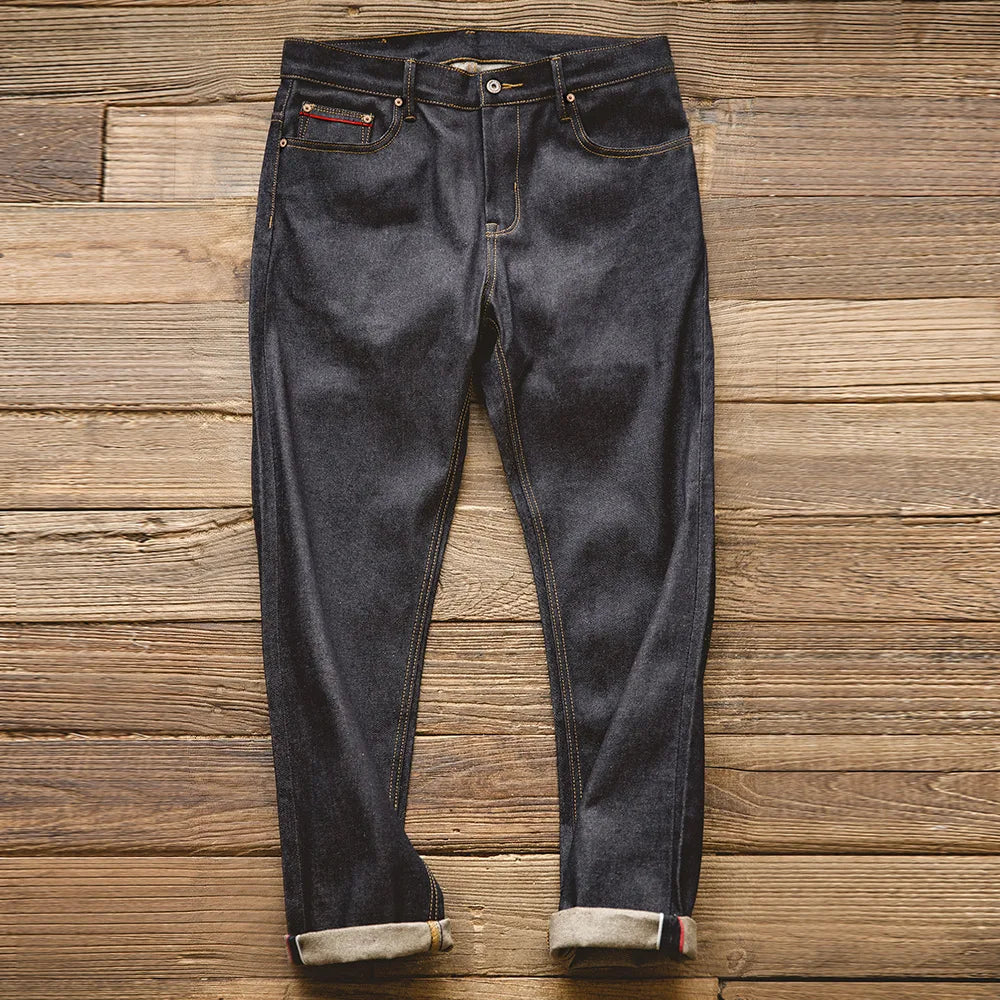 Maden Retro 11.6oz Cotton Selvedge Raw Denim Jeans Tapered Regular Fit Jeans with Zipper Fly High Quality Versatile Men's Pants