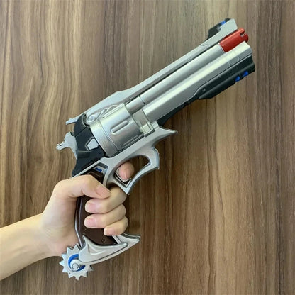 OW Gun Cosplay Cole Cassidy Revolver Prop Peacekeeper Weapons Model Safety PU Rubber Model Halloween No Shooting