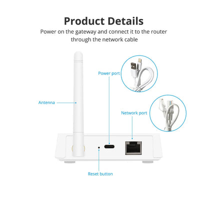 Zemismart Zigbee Gateway Hub Long Range Smart Home Bridge Wired with Network Cable Work with Tuya App Control Zigbee Devices