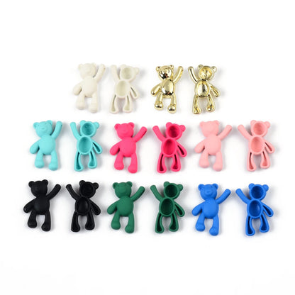 10PCS/lot DIY Cute Cartoon Teddy Bear Pendant Jewelry Accessories Wholesale Alloy Spray Paint Simple Multicolor Jewelry Material