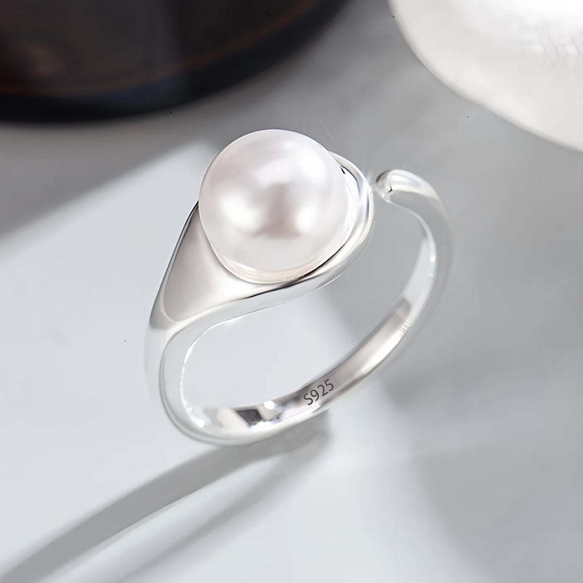 PANJBJ 925 Sterling Silver Lotus Ring For Women Retro TextureJewelry Irregular Creativity Adjustable Jewelry Party Gift Dropship