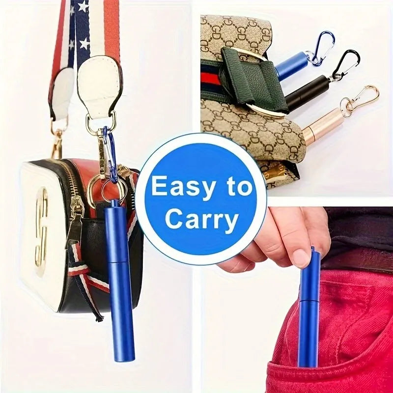 304 Stainless Steel Retractable Straw Kit, Portable Aluminum Tube, Outdoor Folding Straw Kit, with Cleaning Brush, Colors, Trave