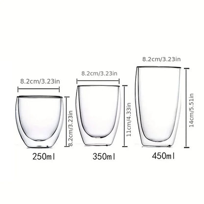 Double Wall Glass Cup Heat Insulation Transparent Handmade Tea Drink Cups MINI Whisky glasses Espresso Coffee Mug set 250-450ml
