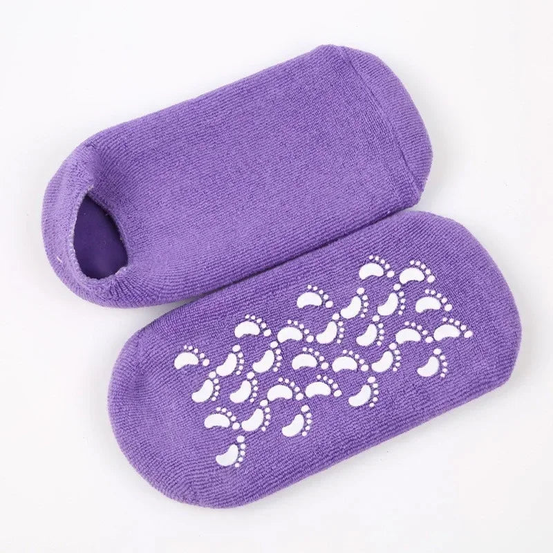 1 pair Reusable SPA Gel Socks Moisturizing Whitening Exfoliating Velvet Smooth Beauty Foot Care Silicone Socks Feet Care