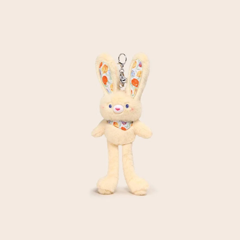30cm Cute Pull-out Rabbit Plush Toy Keychain Creative Plush Ear Pulling Bunny Pendant Bag Charm Kids Stress Relief Gift
