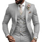 High Quality Green Business Men Suits Slim Fit Male Clothing Elegant Wedding 3 Piece Two Buttons Jacket Vest Pants Party Sets