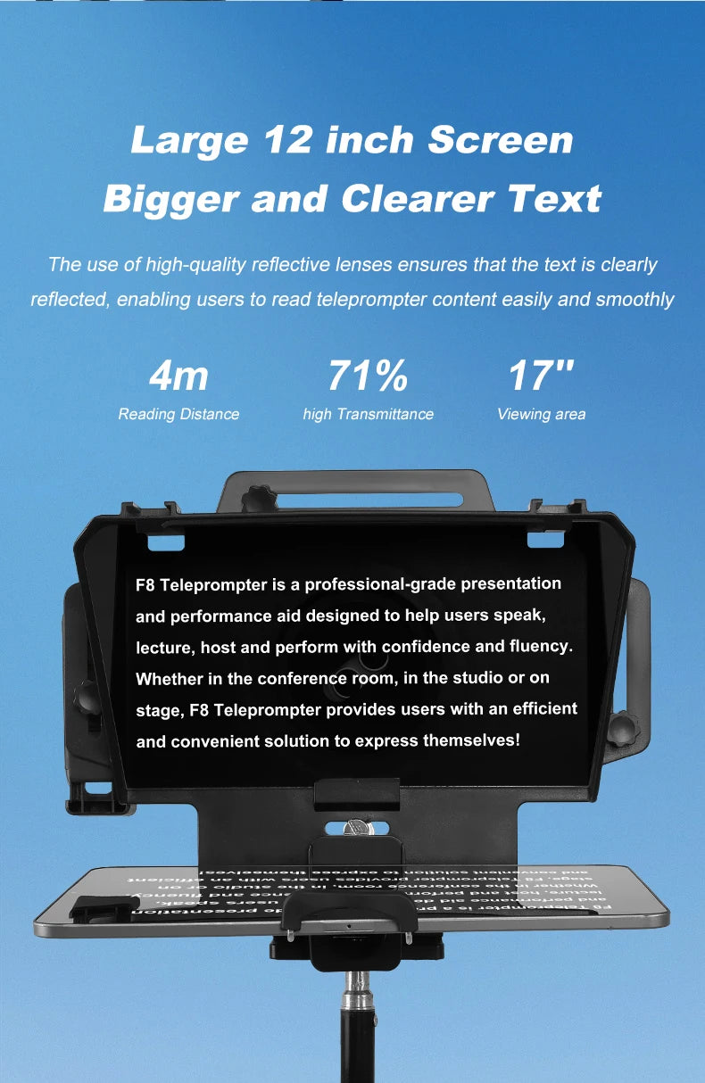 Soonpho F7 F8 Teleprompter for Tablet Laptop Smartphone Camera Bluetooth Portable Telepronter for Live Streaming Recording Video