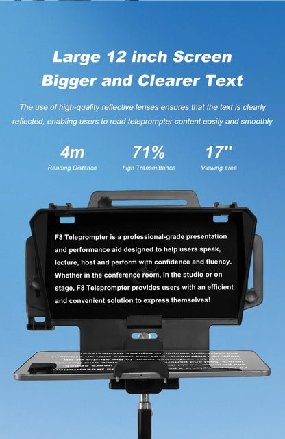 Soonpho F7 F8 Teleprompter for Tablet Laptop Smartphone Camera Bluetooth Portable Telepronter for Live Streaming Recording Video