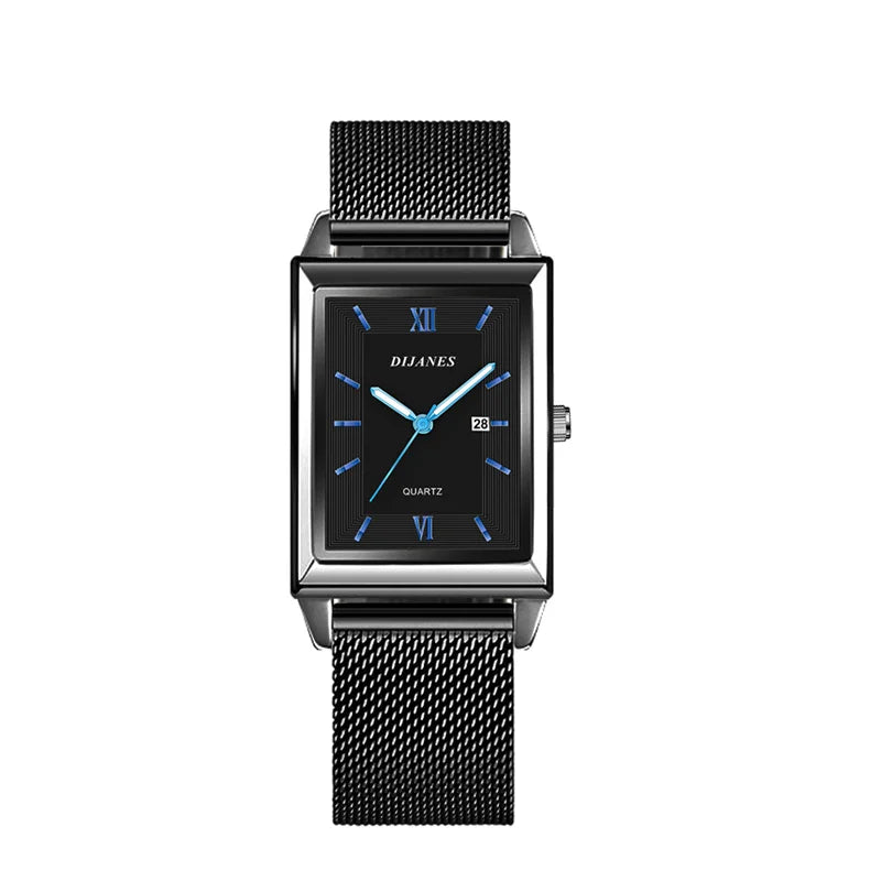 Men's Calendar Date Sport & Leisure Leather Clock 2023 Luxury Business Golden Stainless Steel Mesh Band Quartz Man Watches