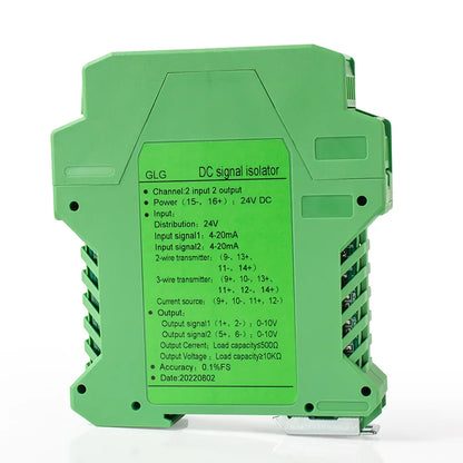 4-20mA to 0-10V DC Signal Isolator 0-10mA 0-20mA to 0-10V 0-5V 1-5V Analog Signal Isolator 1 In 1 Out 1 In 2 Out
