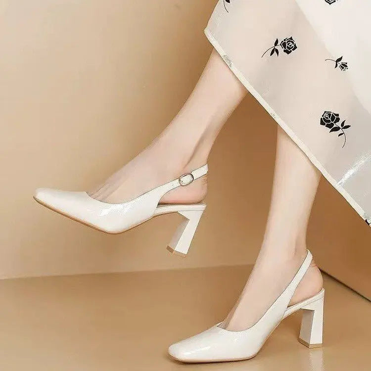 2026 Summer New Fashion Square Toe High Heel Sandals for Women - Closed Toe Breathable Comfortable Elegant Sexy Dress Shoes