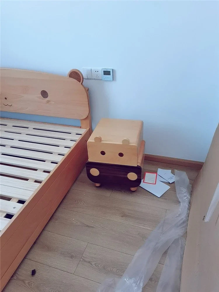 Solid Wood household Kindergarten Children's Bedside Table Apartment Dormitory Storage Cabinet Modern Kids Bedroom Nightstan