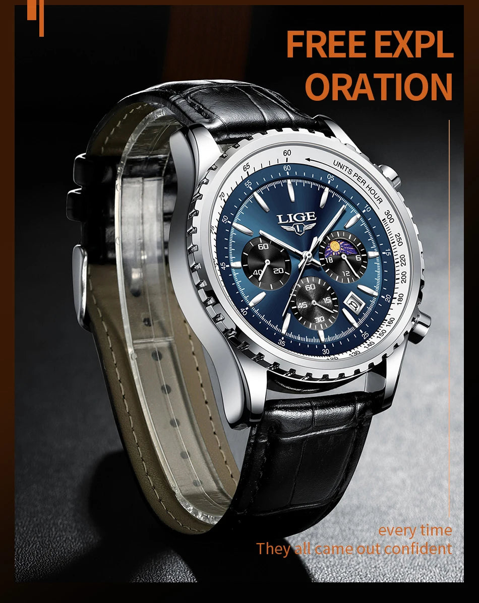 Relogio Masculino LIGE New Men Watch With Full Steel Waterproof Luminous Quartz Watch For Men Fashion Military Date Chronograph