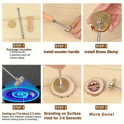 Custom Branding Iron Personalized LOGO Stamp for Woodworking Steak BBQ Leather Craft Brass Heating Tool DIY Steak Burger Wood