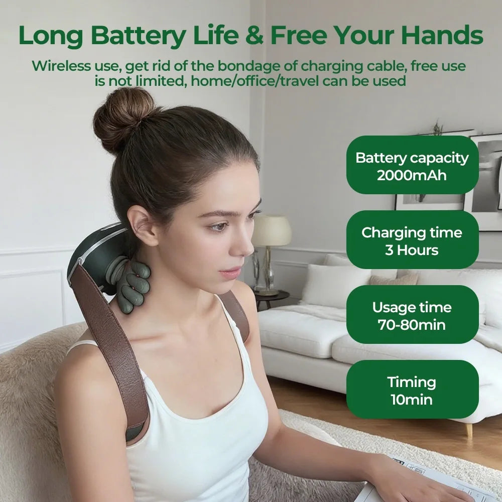 Bionic Finger Neck Shoulder Massager Wireless Neck Cervical Trapezius 4D Kneading Body Back Hand Massage Shawl Brushless Motor