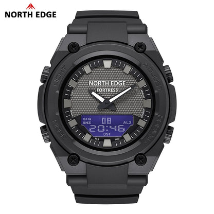 NORTH EDGE FORTRESS 2026 Men's Military Digital Watch Outdoor Sports Waterproof 50M Watches World Time Countdown LED Wristwatch