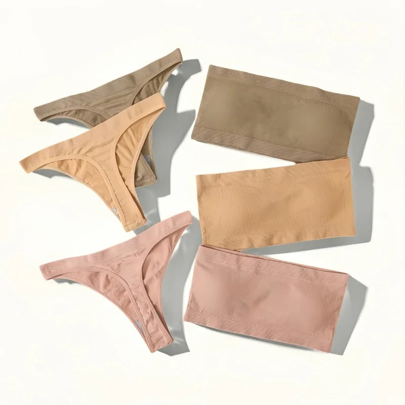 Women Strapless Bra And Panties Set Push Up Bra High Waist Thong  Seamless Underwear Sexy Tube Bra Female Sexy Lingerie Set