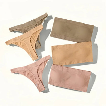 Women Strapless Bra And Panties Set Push Up Bra High Waist Thong  Seamless Underwear Sexy Tube Bra Female Sexy Lingerie Set