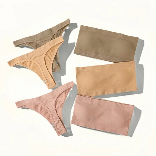 Women Strapless Bra And Panties Set Push Up Bra High Waist Thong  Seamless Underwear Sexy Tube Bra Female Sexy Lingerie Set