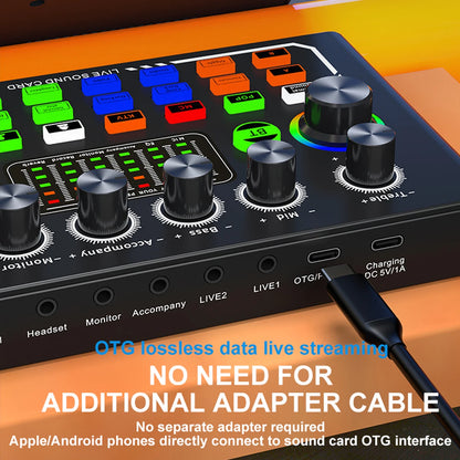 F009 Live Sound Card Broadcast quipment,Bluetooth Audio DJ Mixer with Microphone Set Device For Smartphone Live Streaming