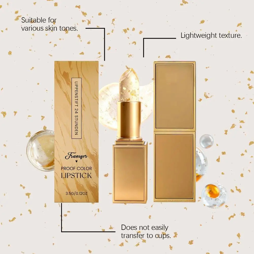 Gold Crystal PH Color Changing Lipstick Hyaluronic Acid Moisturizing Lip Balm Fade Lip Line Relieve Dryness Non Greasy Lip Gloss