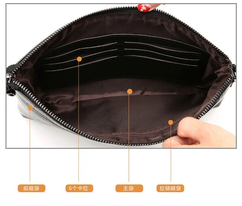 Fashion Brand Design Business Clutch Bag High Quality PU Leather Envelope Bags Casual Travel Men's Wallet Cell Phone Pocket