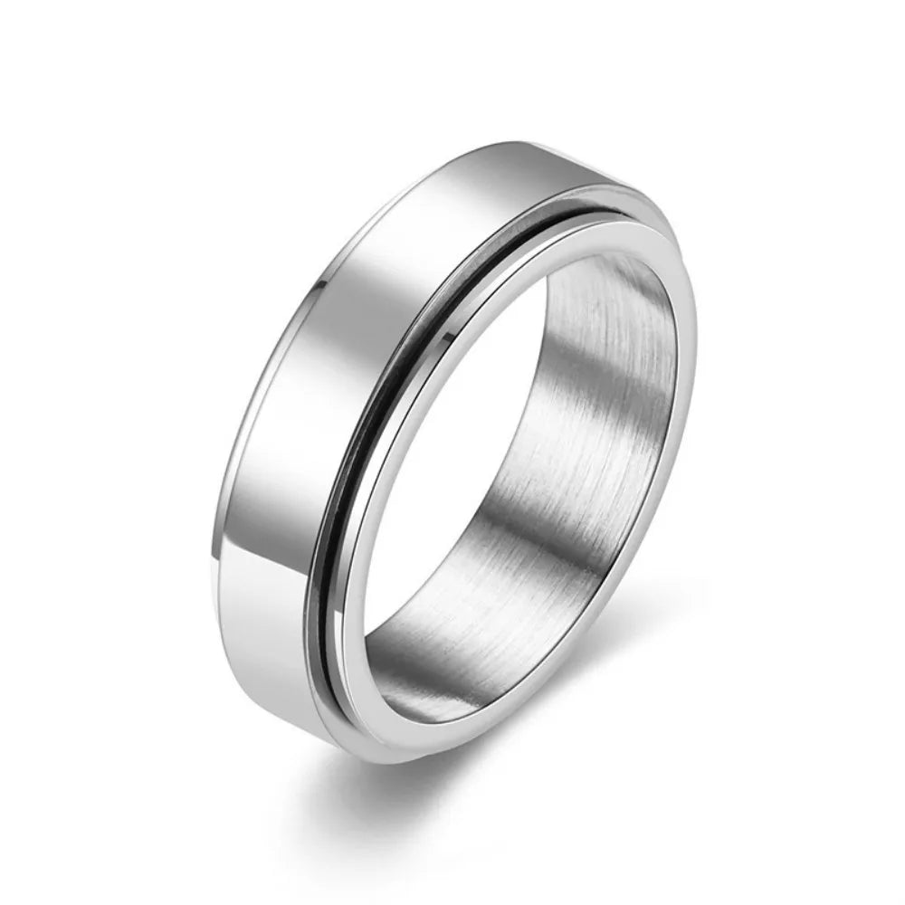 Anxiety Fidget Spinner Stainless Steel Black Rings Simple Titanium Steel Ring for Men Women High Quality Anti Stress Jewelry