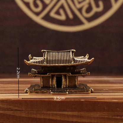 Retro Brass Micro Landscape Chinese Rockery Ancient Pavilion Ancient Architecture Miniature Model Bonsai Fish Tank Decoration