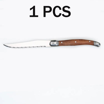 4/6/8P Serrated Steak Knives Set Dinner Knife Cutlery Imitation Steel Table Knife Sharp Handle Cutlery Knife Kitchen Tableware