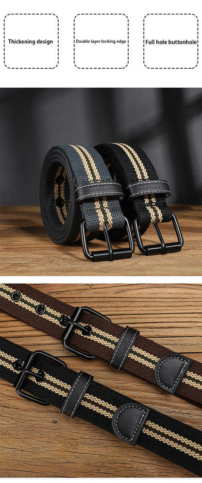 Men's Canvas Belt Casual Retro Women's Belt Outdoor Sports Belt With Jeans Belt Breathable Lightweight Eyelet Belt For Men Women