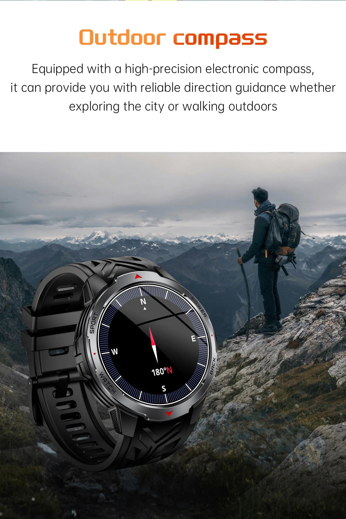LIGE 1100mAh Military Outdoor Smart Watch Men 1.7" Large Display Compass Sports Watch IP68 Waterproof Bluetooth Call Smartwatch