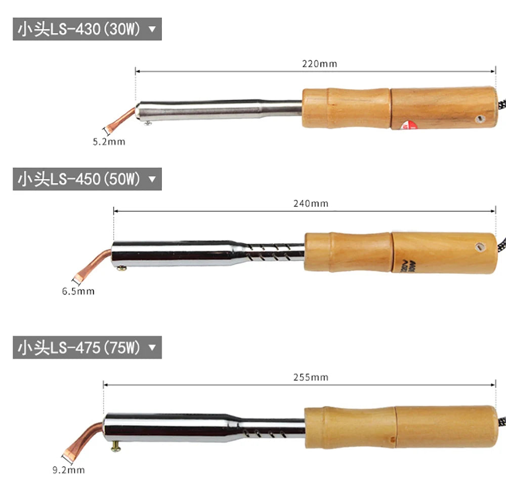 75-200W High Power Electric Soldering Iron Wooden Handle Copper External Thermal Soldering Tool Household Electric Soldering Pen